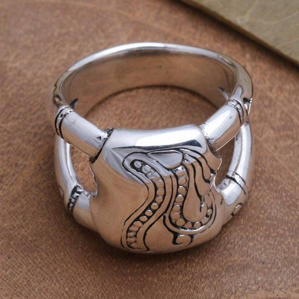 Alternate image for Unisex Sterling Silver Ring with Bamboo Motif Bamboo Glade