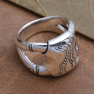 Alternate image for Unisex Sterling Silver Ring with Bamboo Motif Bamboo Glade