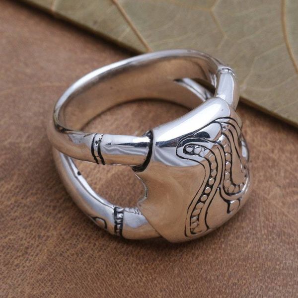 Alternate image for Unisex Sterling Silver Ring with Bamboo Motif Bamboo Glade