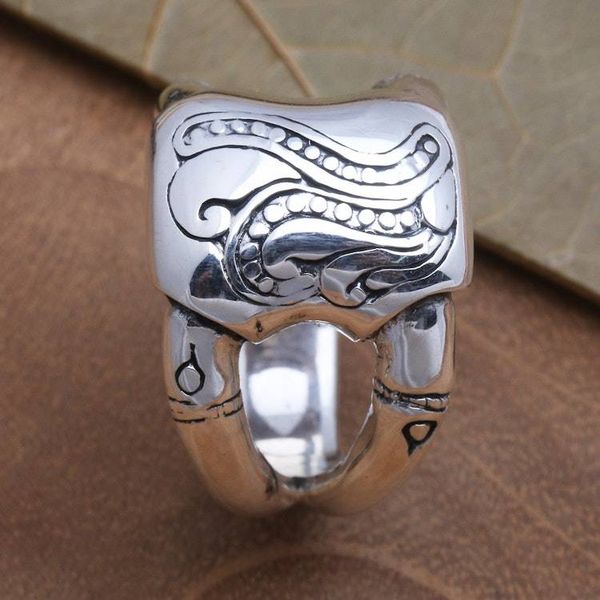 Alternate image for Unisex Sterling Silver Ring with Bamboo Motif Bamboo Glade