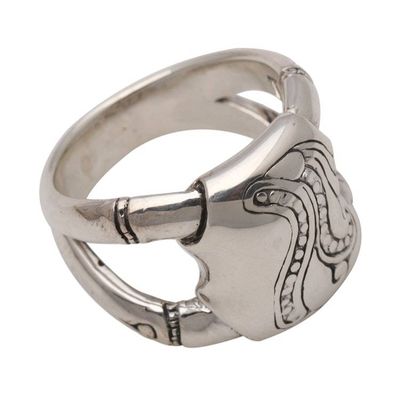 Alternate image for Unisex Sterling Silver Ring with Bamboo Motif Bamboo Glade