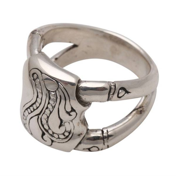Alternate image for Unisex Sterling Silver Ring with Bamboo Motif Bamboo Glade