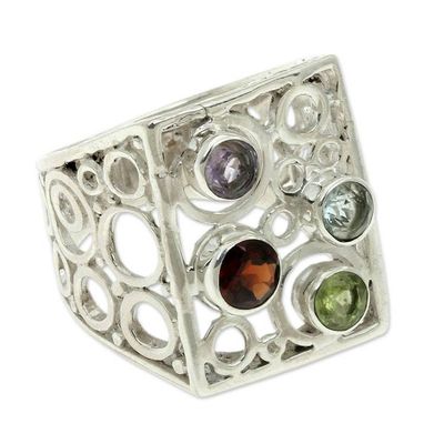Primary image for Multi-gemstone Sterling Silver Cocktail Ring from Bali Color Bubbles