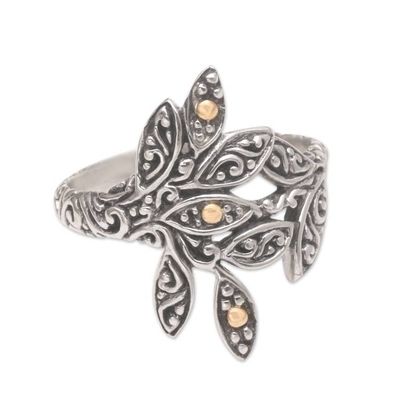 Alternate image for Gold-Accented Sterling Silver Wrap Ring from Bali Spring Sprig