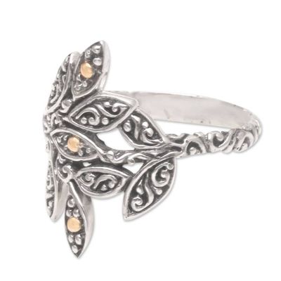 Alternate image for Gold-Accented Sterling Silver Wrap Ring from Bali Spring Sprig