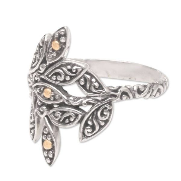 Alternate image for Gold-Accented Sterling Silver Wrap Ring from Bali Spring Sprig