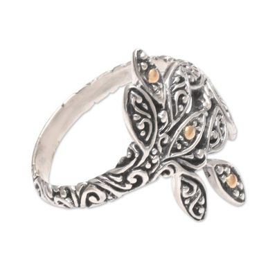 Alternate image for Gold-Accented Sterling Silver Wrap Ring from Bali Spring Sprig