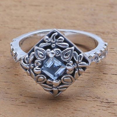 Primary image for Dragonfly Motif Blue Topaz and Sterling Silver Cocktail Ring Dragonfly Square