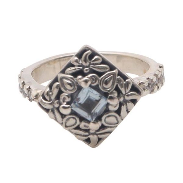 Alternate image for Dragonfly Motif Blue Topaz and Sterling Silver Cocktail Ring Dragonfly Square