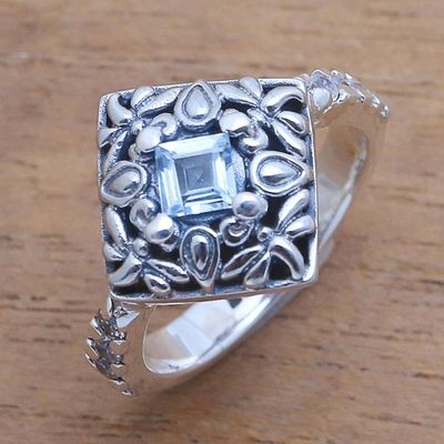 Alternate image for Dragonfly Motif Blue Topaz and Sterling Silver Cocktail Ring Dragonfly Square