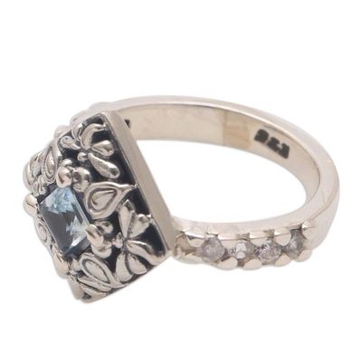 Alternate image for Dragonfly Motif Blue Topaz and Sterling Silver Cocktail Ring Dragonfly Square
