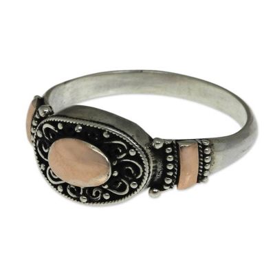 Alternate image for Balinese Silver Ring with 18 Karat Gold Plated Accents Heart of Fire
