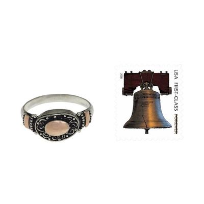 Alternate image for Balinese Silver Ring with 18 Karat Gold Plated Accents Heart of Fire