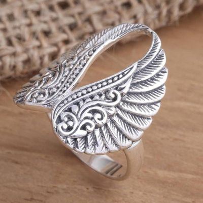 Alternate image for Sterling Silver Pair of Wings Cocktail Ring Fanciful Flight