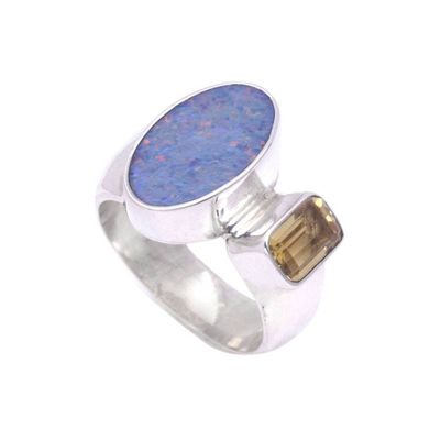 Alternate image for Handcrafted Opal and Citrine Ring Ubud Sun
