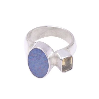 Alternate image for Handcrafted Opal and Citrine Ring Ubud Sun