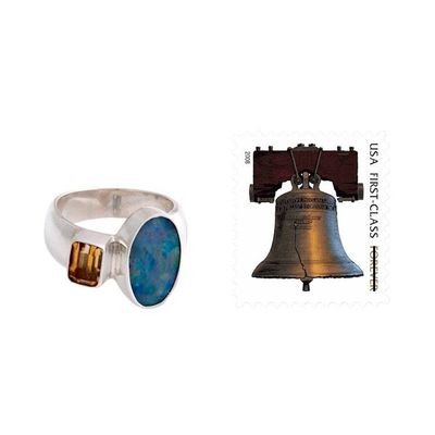 Alternate image for Handcrafted Opal and Citrine Ring Ubud Sun