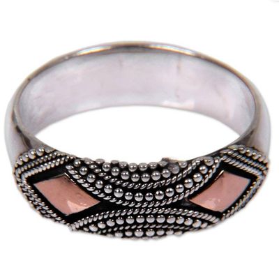 Alternate image for Sterling Silver Ring with Gold Plated Accents Golden Stare
