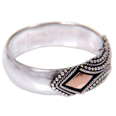 Alternate image for Sterling Silver Ring with Gold Plated Accents Golden Stare