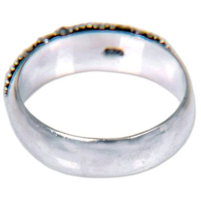Alternate image for Sterling Silver Ring with Gold Plated Accents Golden Stare