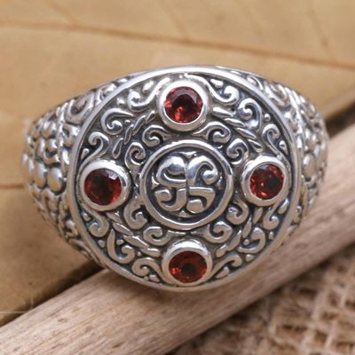 Primary image for Garnet and Sterling Silver Cocktail Ring Ring of Fire