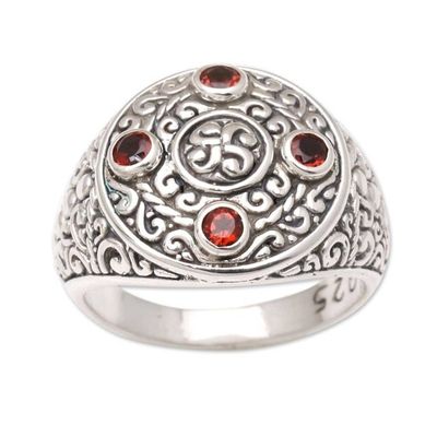 Alternate image for Garnet and Sterling Silver Cocktail Ring Ring of Fire