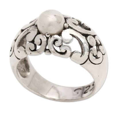 Alternate image for Classic Wave-Inspired Grey Cultured Pearl Single Stone Ring Celestial Waves