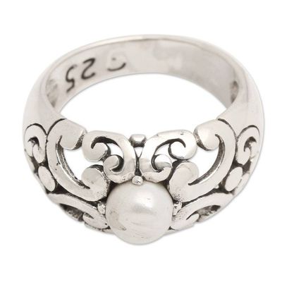 Alternate image for Classic Wave-Inspired Grey Cultured Pearl Single Stone Ring Celestial Waves