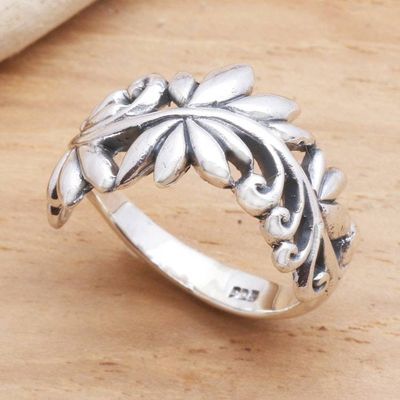 Primary image for Leafy Vine Sterling Silver Band Ring from Bali Flourishing Flora