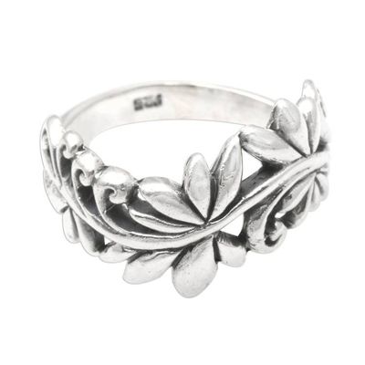 Alternate image for Leafy Vine Sterling Silver Band Ring from Bali Flourishing Flora