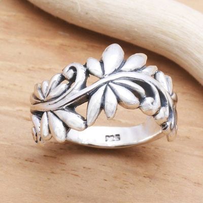 Alternate image for Leafy Vine Sterling Silver Band Ring from Bali Flourishing Flora