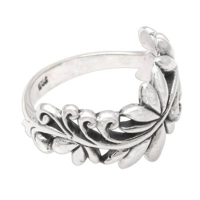 Alternate image for Leafy Vine Sterling Silver Band Ring from Bali Flourishing Flora