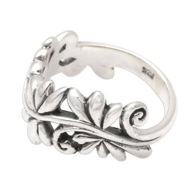 Alternate image for Leafy Vine Sterling Silver Band Ring from Bali Flourishing Flora