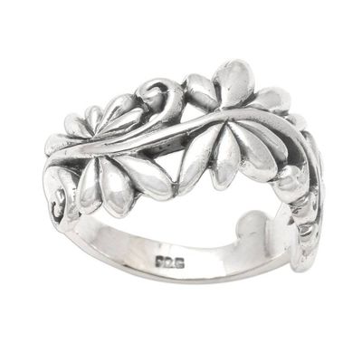 Alternate image for Leafy Vine Sterling Silver Band Ring from Bali Flourishing Flora