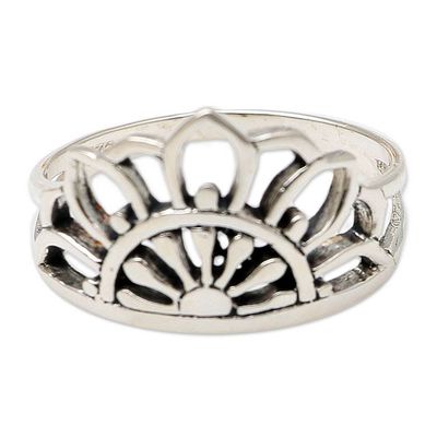 Primary image for Sterling Silver Floral Band Ring Blooming Crown