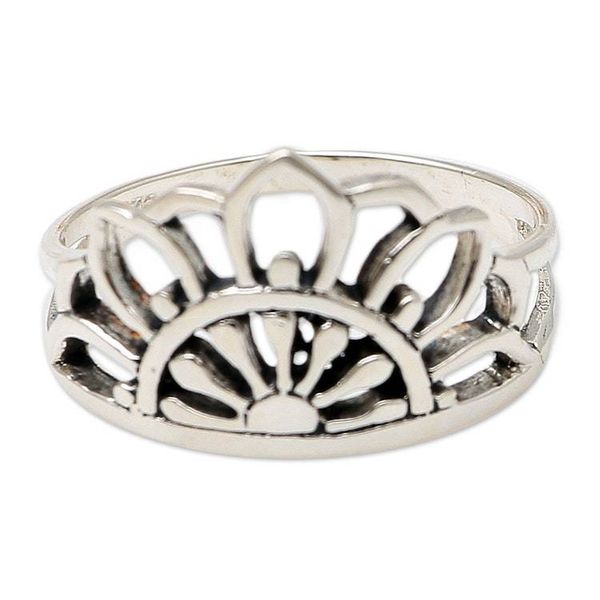 Alternate image for Sterling Silver Floral Band Ring Blooming Crown