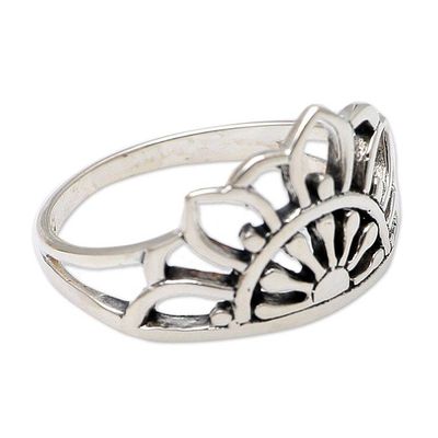 Alternate image for Sterling Silver Floral Band Ring Blooming Crown