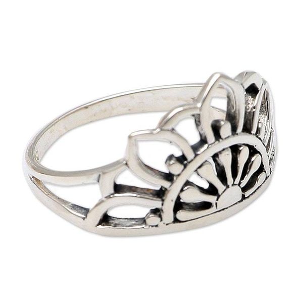 Alternate image for Sterling Silver Floral Band Ring Blooming Crown