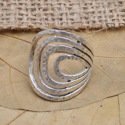 Primary image for Hand Made Sterling Silver Band Ring Rippling Water