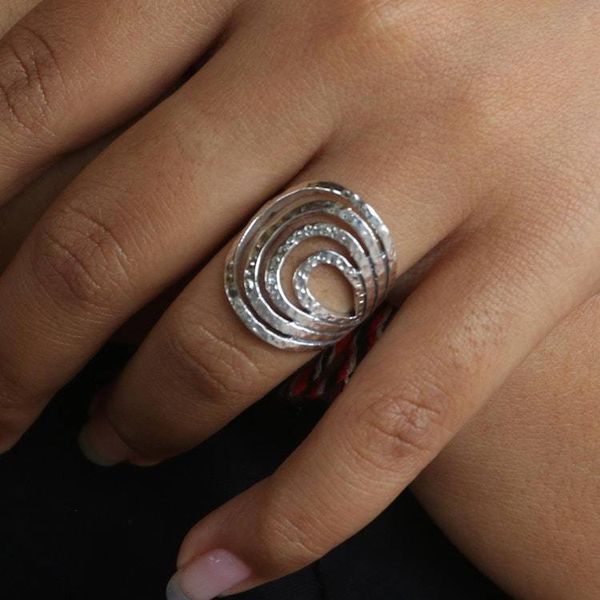 Alternate image for Hand Made Sterling Silver Band Ring Rippling Water