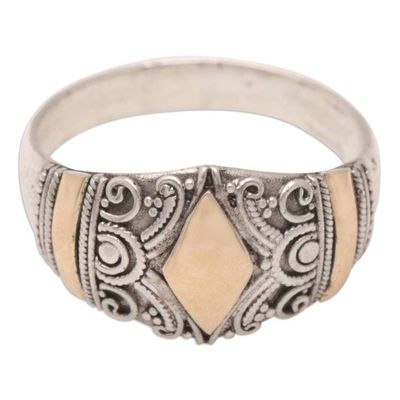 Alternate image for 18k Gold-Accented Domed Ring with Geometric Motifs Imperial Rhombus