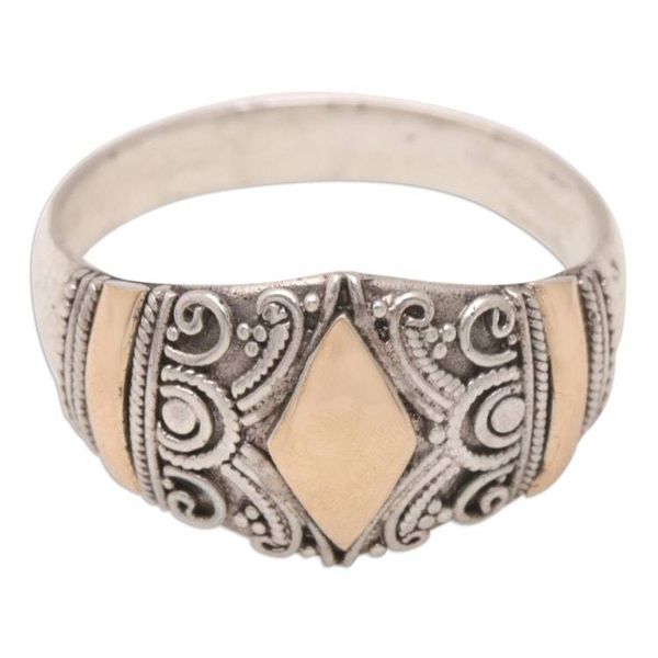 Alternate image for 18k Gold-Accented Domed Ring with Geometric Motifs Imperial Rhombus