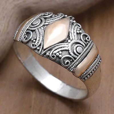 Alternate image for 18k Gold-Accented Domed Ring with Geometric Motifs Imperial Rhombus