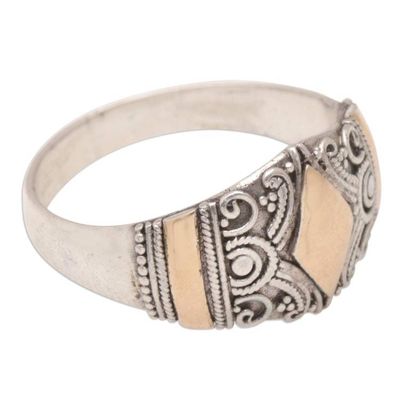 Alternate image for 18k Gold-Accented Domed Ring with Geometric Motifs Imperial Rhombus