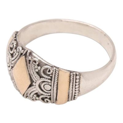 Alternate image for 18k Gold-Accented Domed Ring with Geometric Motifs Imperial Rhombus