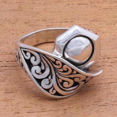 Alternate image for Artisan Crafted Sterling Silver Cocktail Ring from Bali Canopy Cover