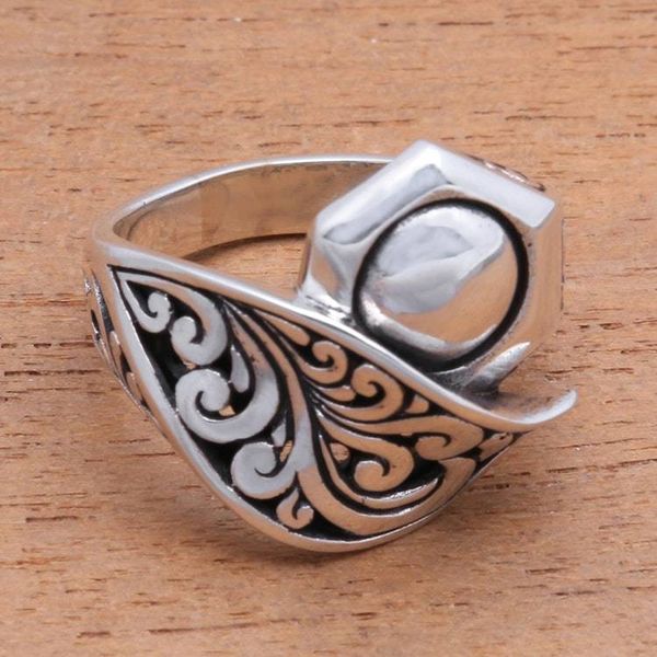 Alternate image for Artisan Crafted Sterling Silver Cocktail Ring from Bali Canopy Cover