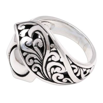 Alternate image for Artisan Crafted Sterling Silver Cocktail Ring from Bali Canopy Cover