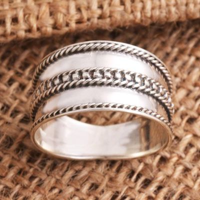 Alternate image for Unisex Sterling Silver Band Ring Natural Polish