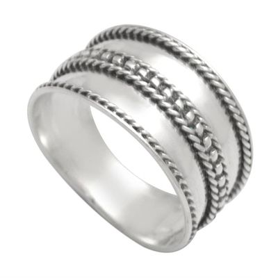 Alternate image for Unisex Sterling Silver Band Ring Natural Polish